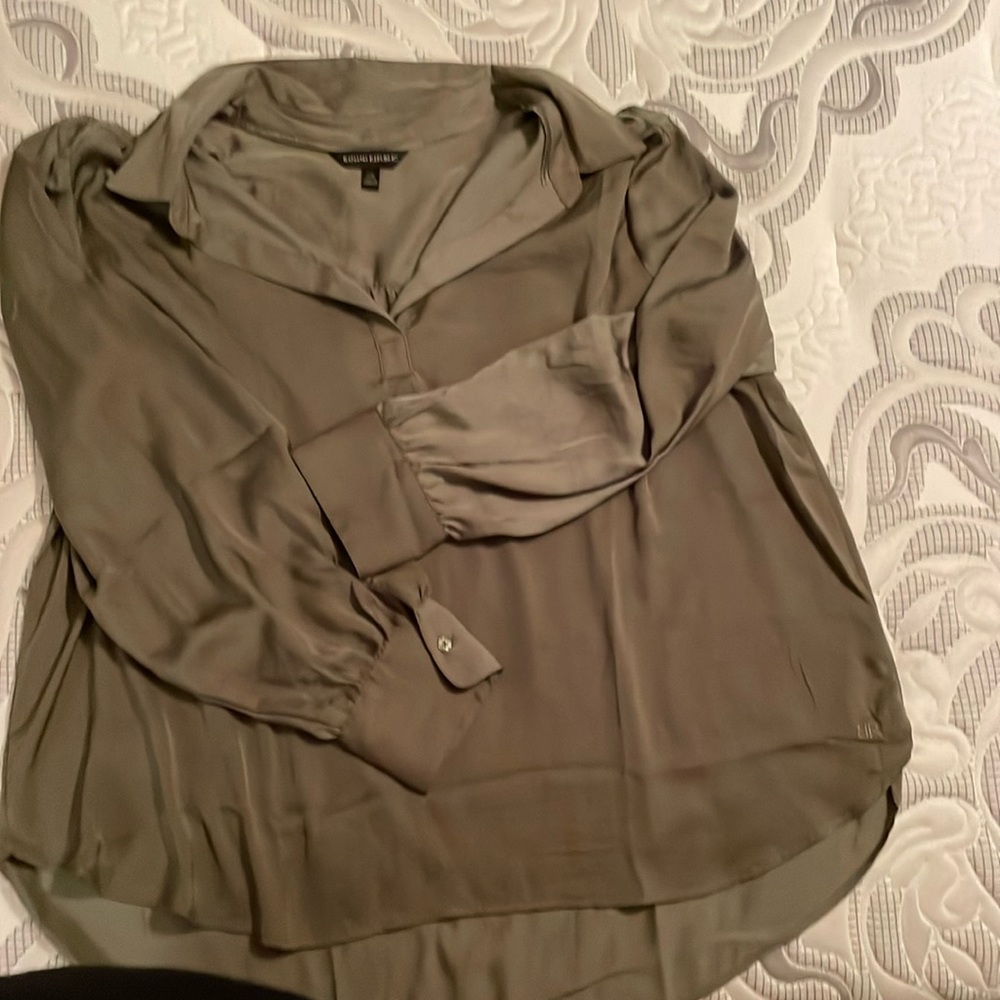NWOT Banana Republic Sage green blouse- long sleeve satin pullover